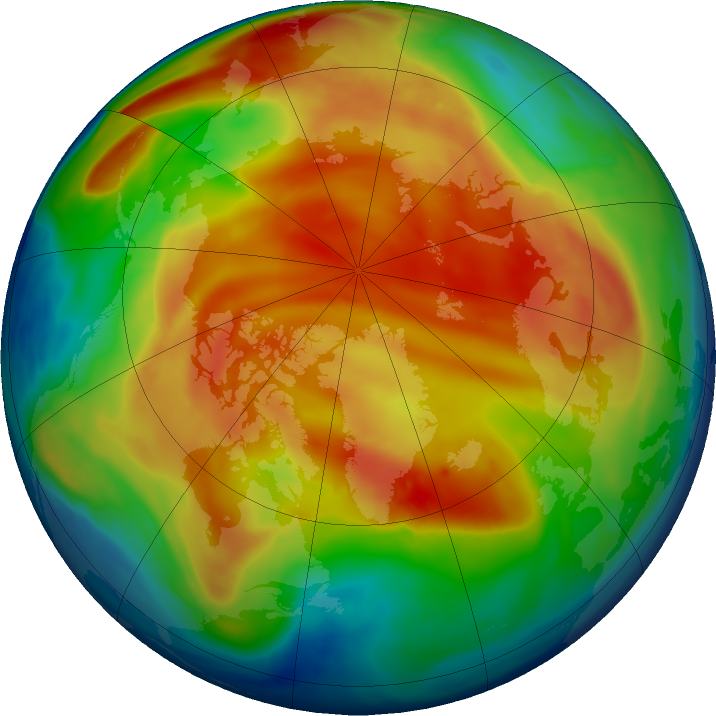 Arctic ozone map for 21 January 2019